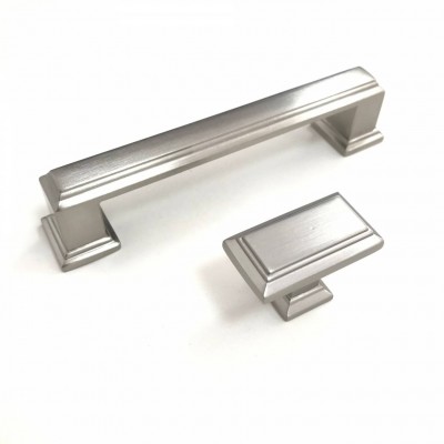 Satin Nickel 96mm 128mm 192mm Zinc Alloy Bedroome Furniture Cabinet Drawer Pull Handle And Knob